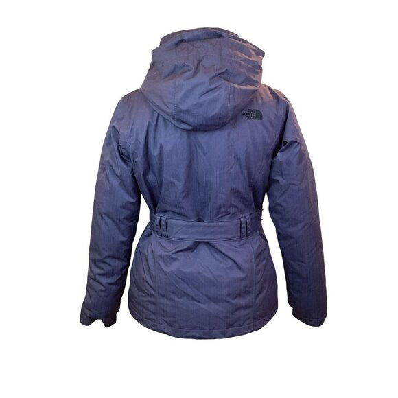 North Face HyVent 550 Down Womens S/P Hooded Belted Winter Jacket Lavender - Picture 3 of 13